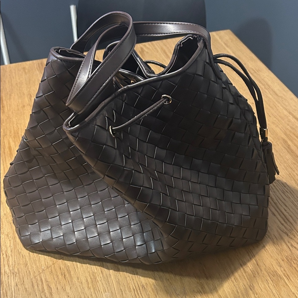 Ann Taylor  Brown Woven Leather Tote